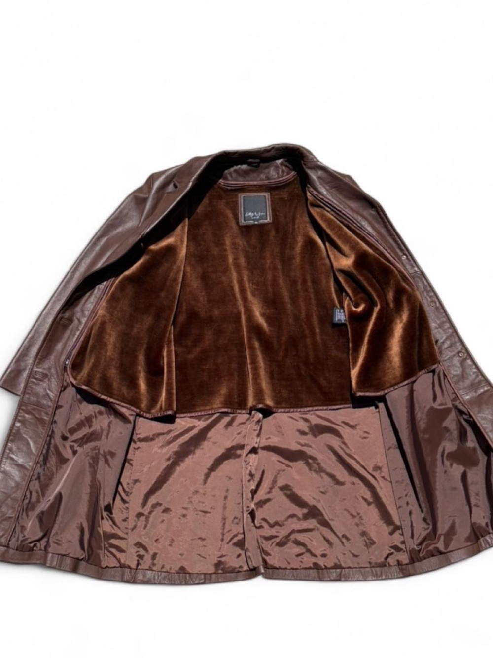Vintage Brown leather trench coat with a classic look - Picture 3 of 7